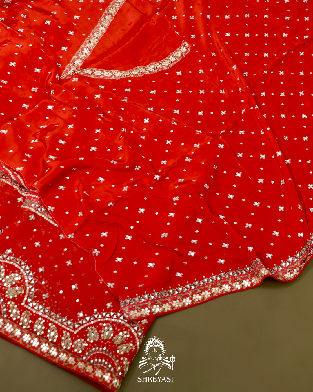 Georgette Cocktail Saree with Mukaish and Zardozi Mirror Embroidery