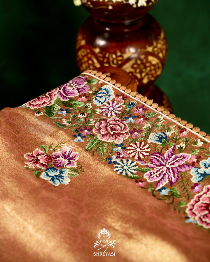 Banarasi Tissue Silk Saree with Petit Point Embroidery