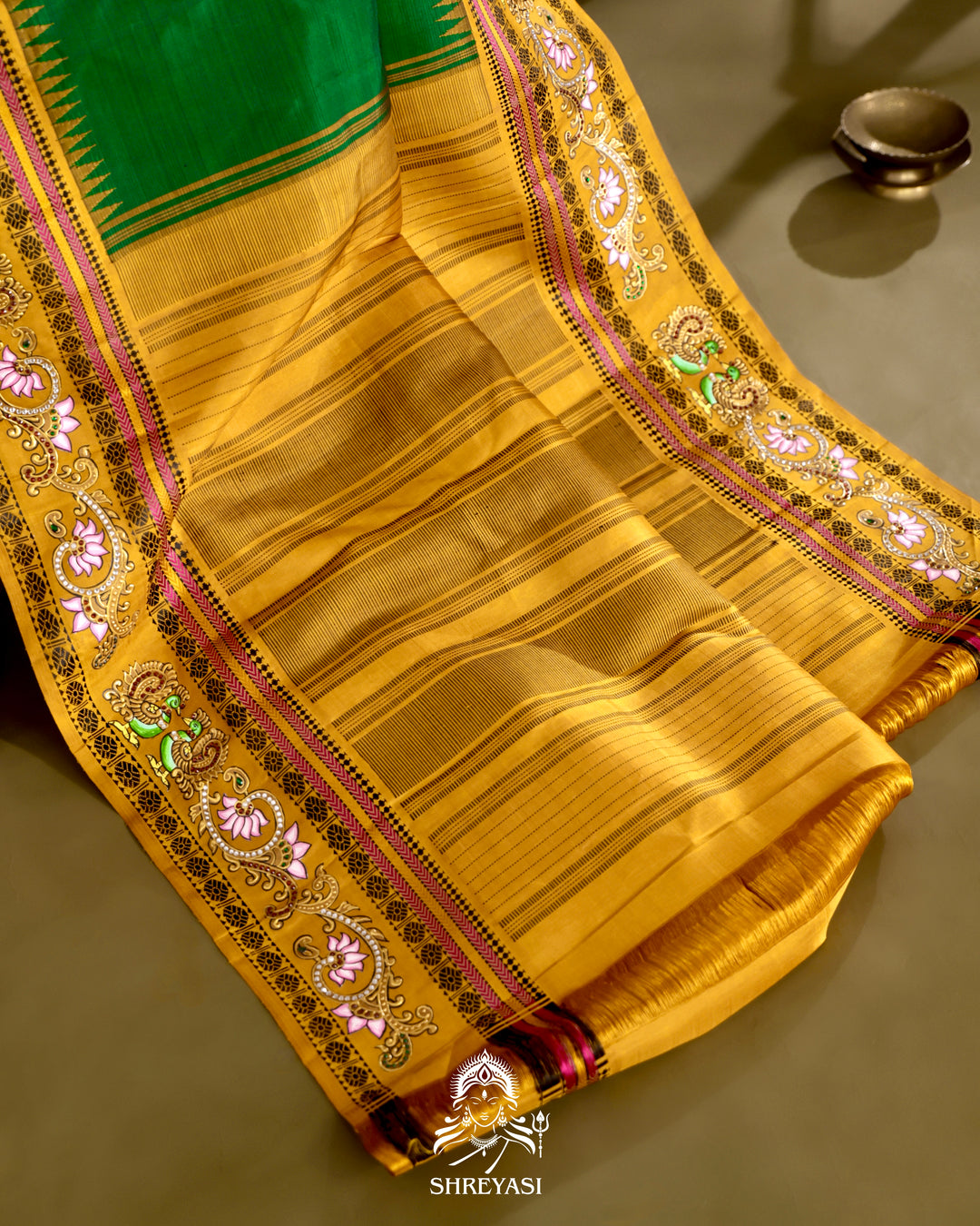 Kanjivaram Silk Saree with Tanjore Artwork