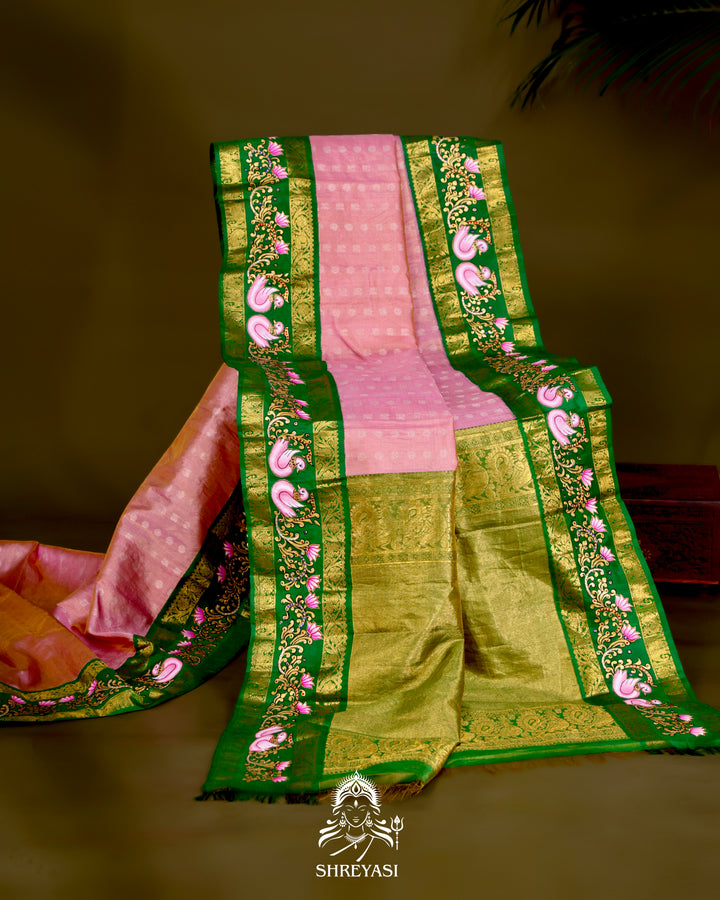 Kanjivaram Silk Saree with Real Zari and Tanjore Artwork