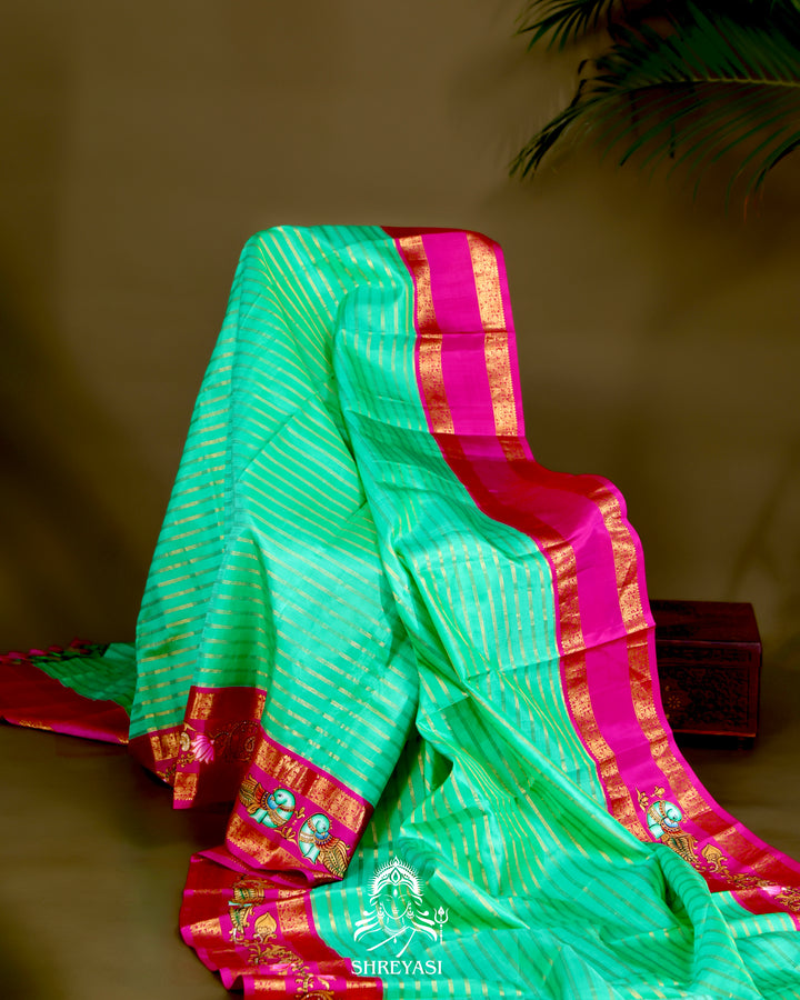 Kanjivaram Silk Saree with Tanjore Artwork