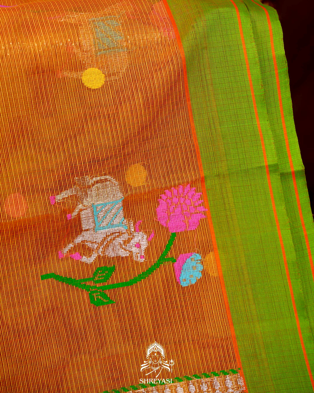 Handloom Pure Zari Kota Saree with Contrast Blouse