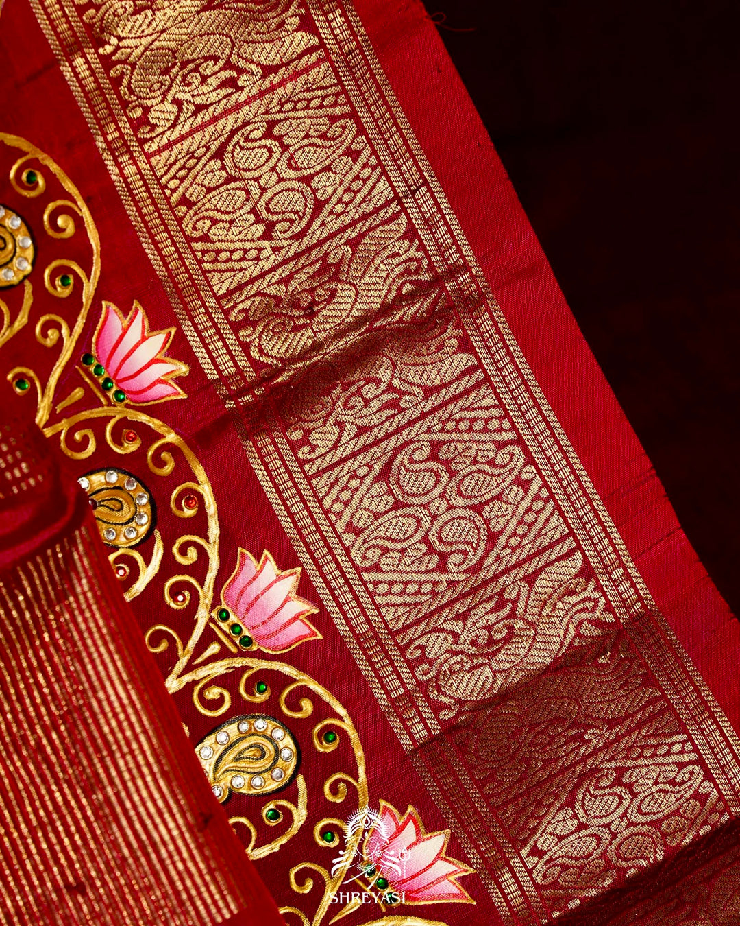 Handloom Pure Kanjivaram Silk Sarees with Real Zari and Hand Painted Tanjore Art