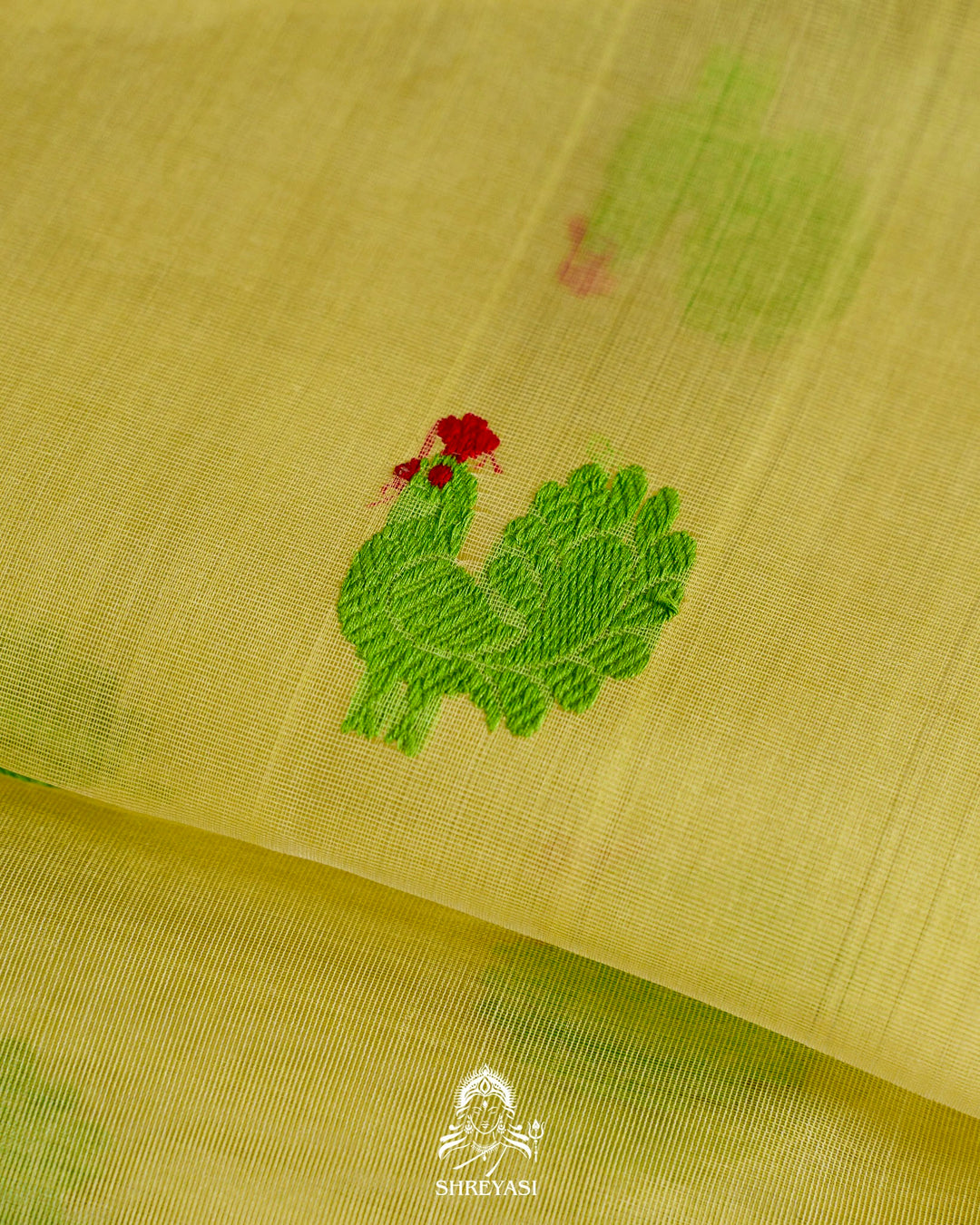 Handloom Pure Chanderi Silk Saree with Hand Embroidered Maggam Work Blouse