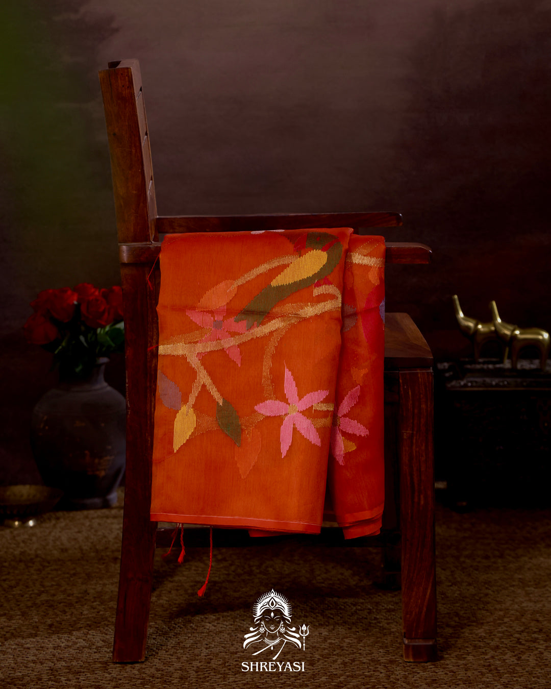 Muslin Jamdani Saree with Full Jaal Needle Weaving
