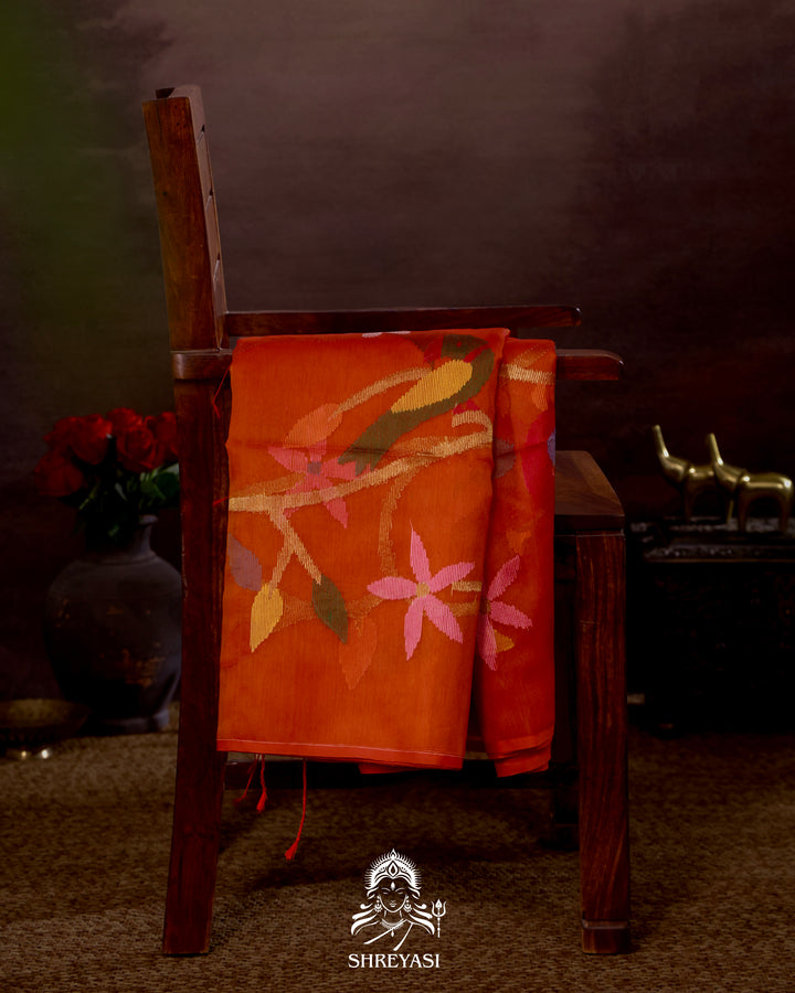 Muslin Jamdani Saree with Full Jaal Needle Weaving