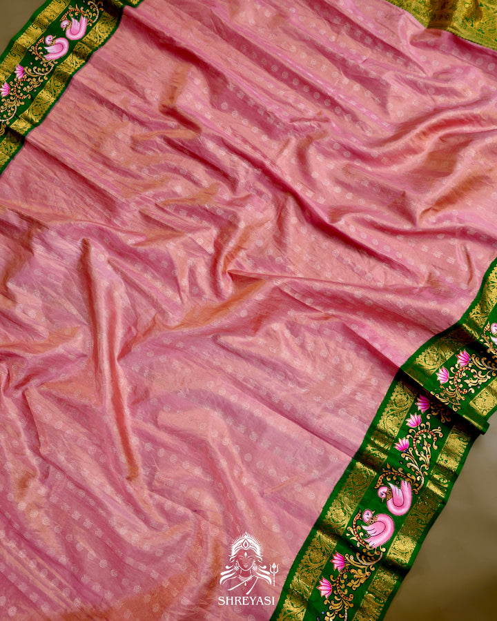 Kanjivaram Silk Saree with Real Zari and Tanjore Artwork