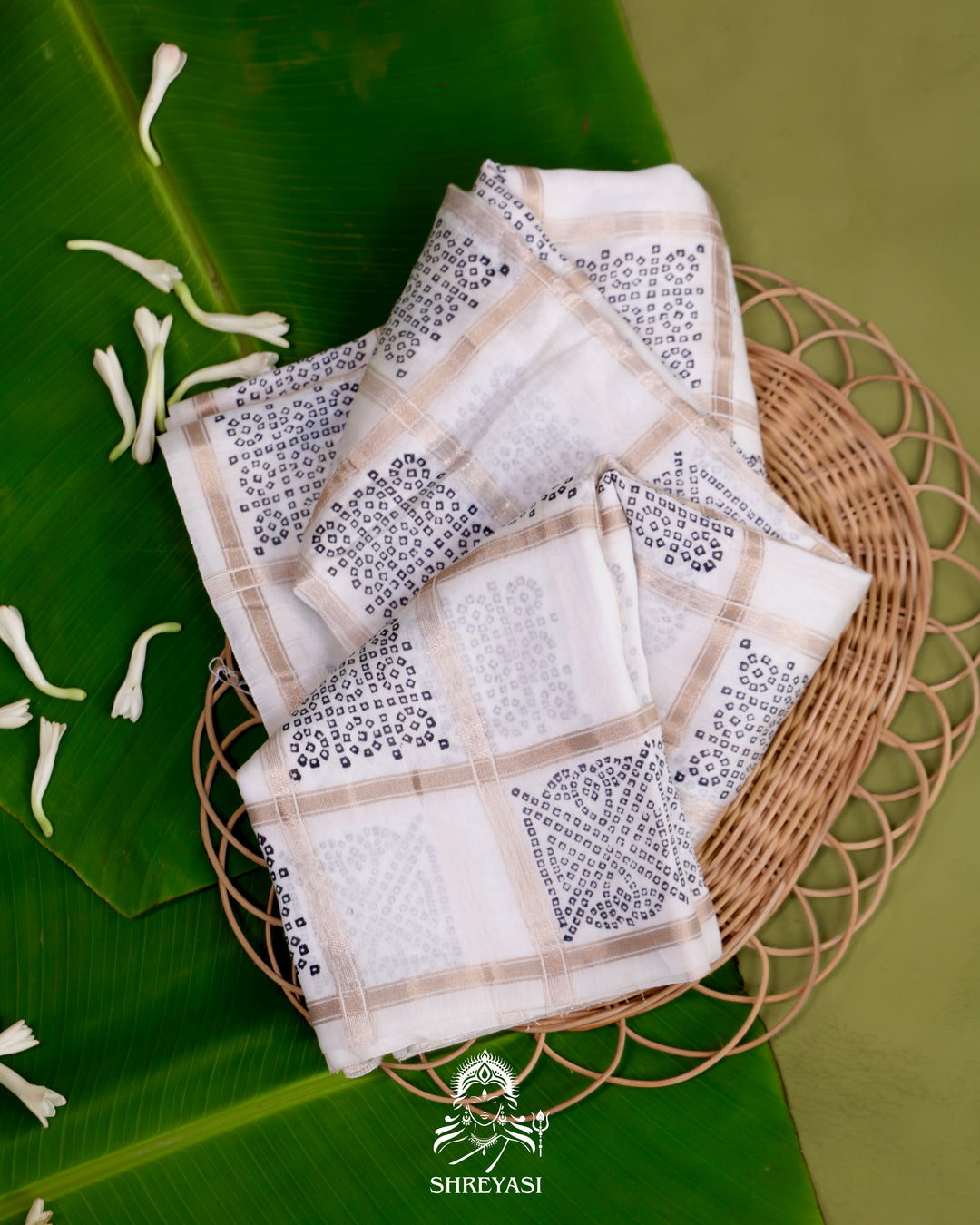 Gharchola-Style Bandhini Matka Silk Saree with Zari Checks