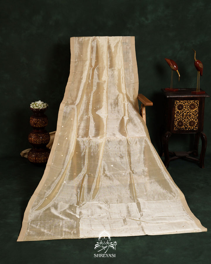 Handloom Pure Mangalagiri Silk Sarees with Mirror Work & Embroidery | Pen Kalamkari Blouse