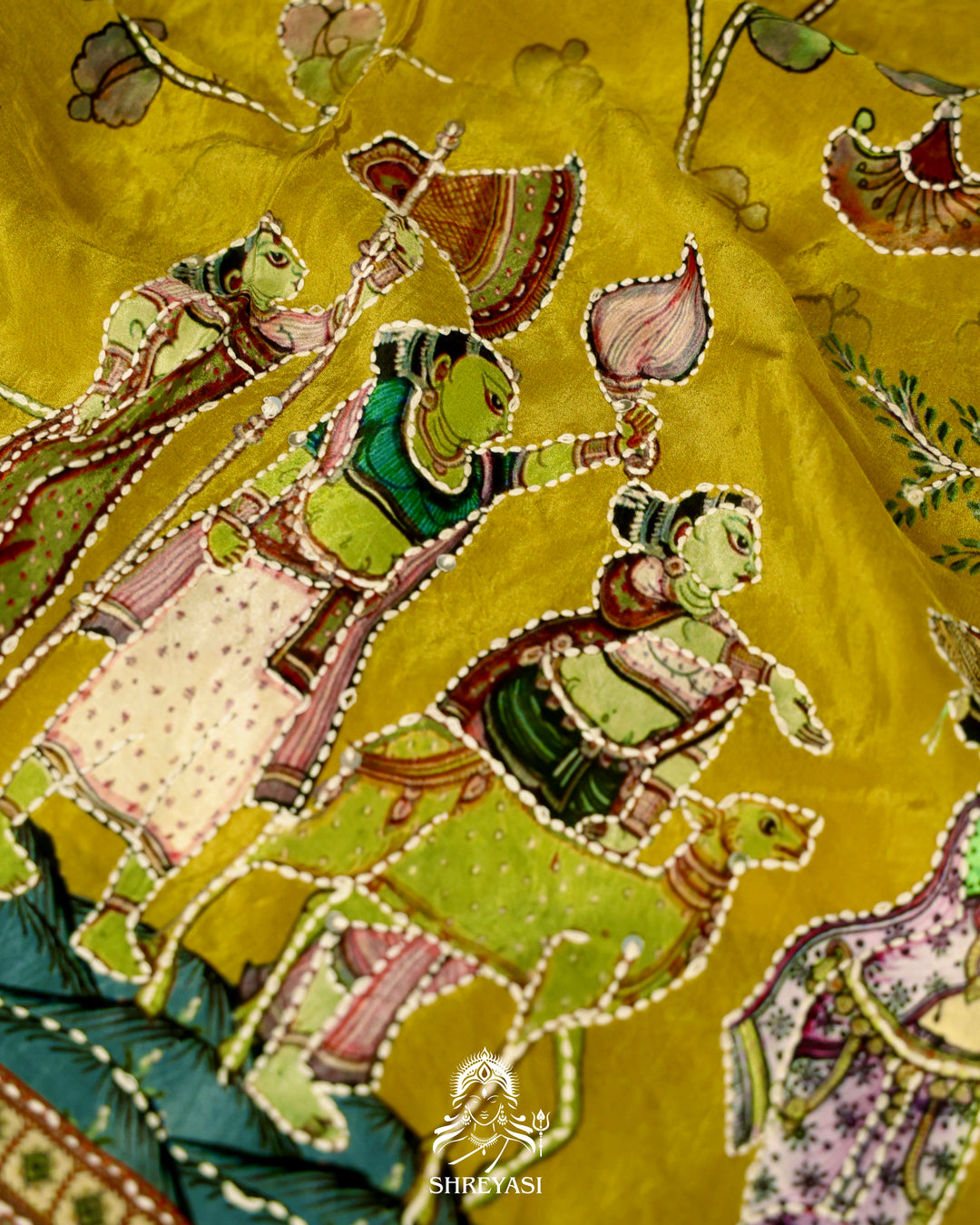 Pure Crepe Silk Saree with Kantha Embroidery