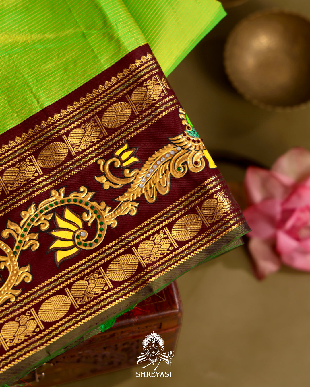 Kanjivaram Silk Saree with Tanjore Artwork