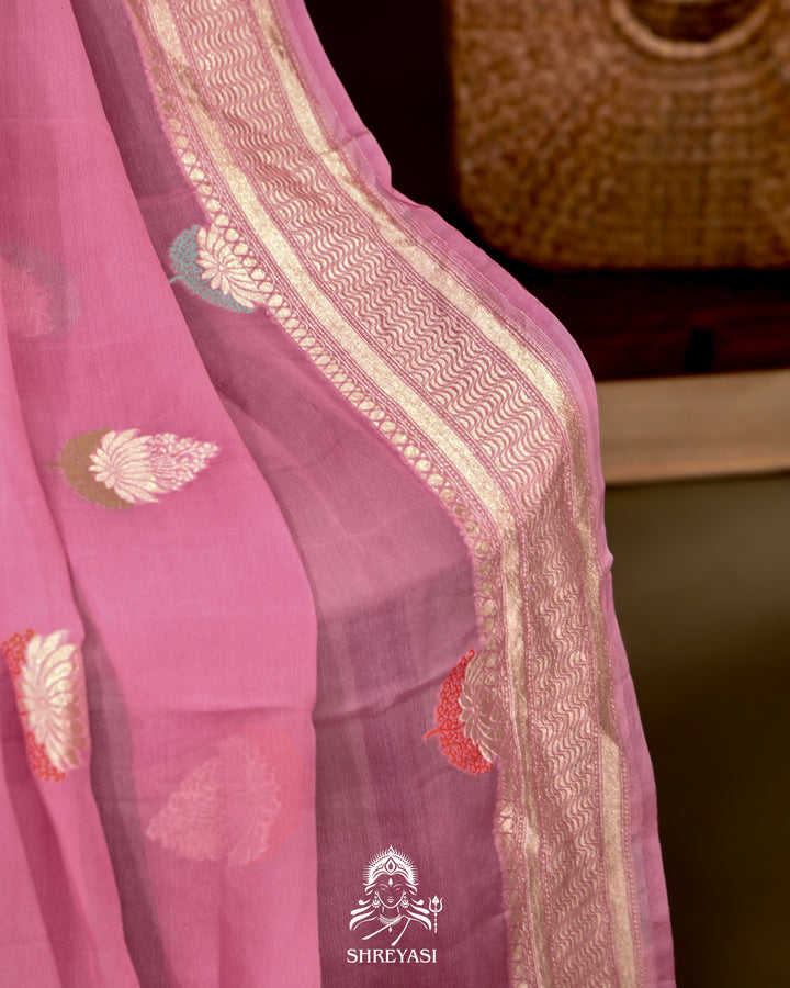 Banarasi Chiffon Khaddi Georgette Saree with Meenakari Weaving