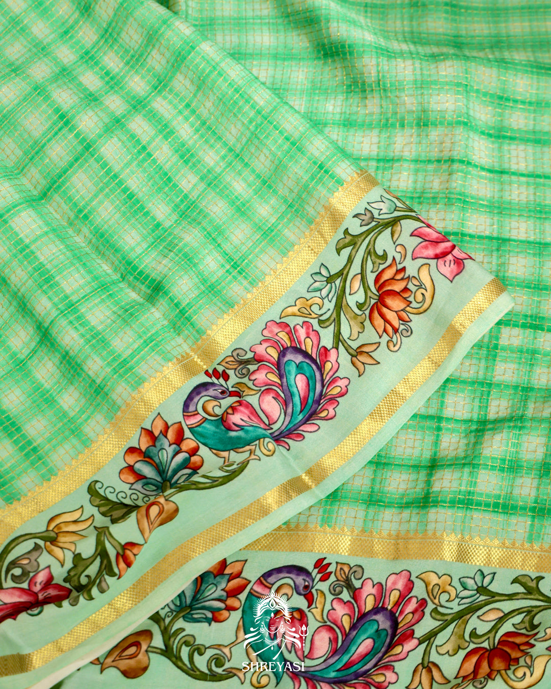 Mysore Silk Saree with Tanjore Design Border and Pallu