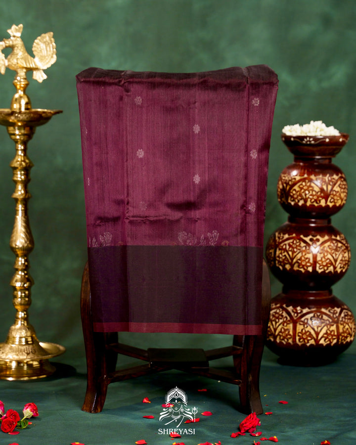 Chocolate Brown Chanderi Silk Saree with Meenakari Weaving