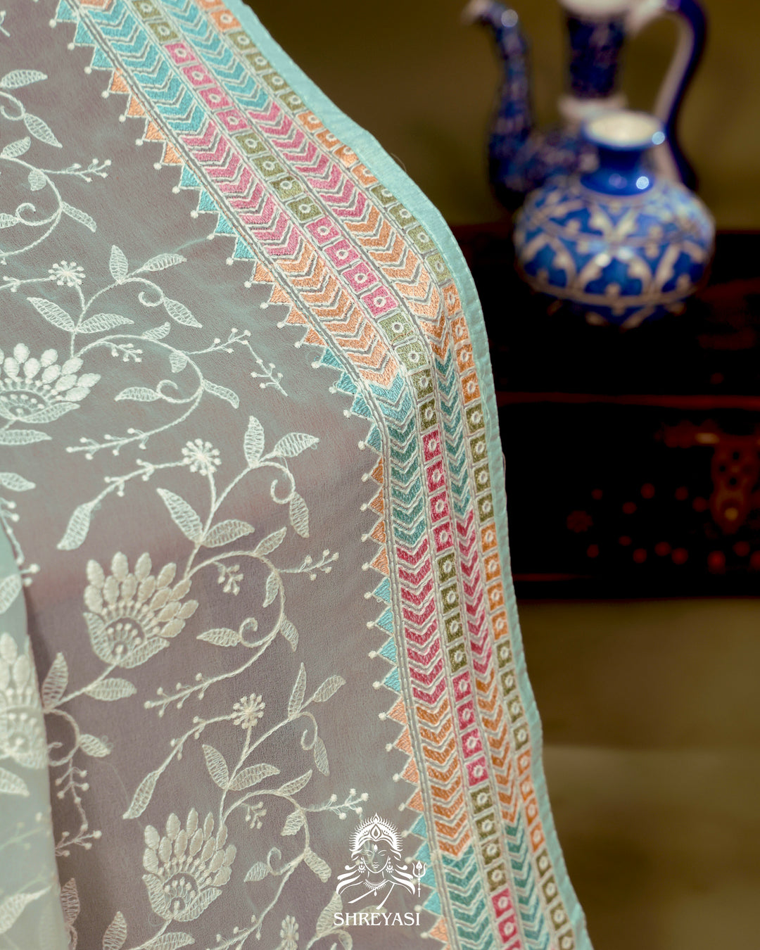 Georgette Saree with Chikankari Inspired Embroidery