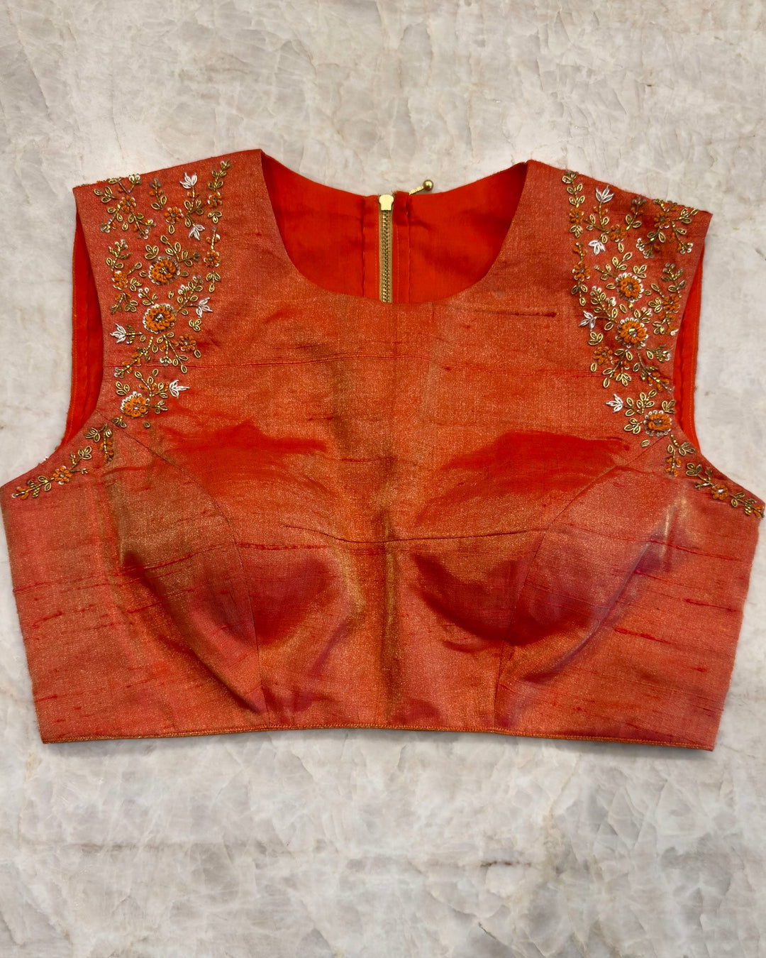 Handloom Pure Banarasi Tissue Brocade Saree in Rose Gold with Contrast Zari Border