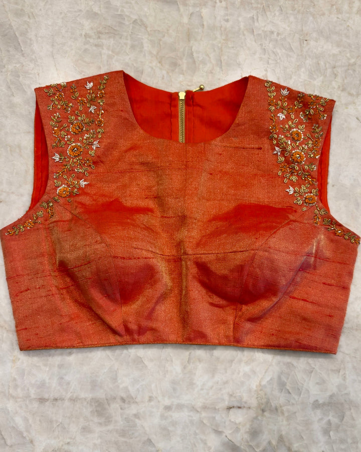 Handloom Pure Banarasi Tissue Brocade Saree in Rose Gold with Contrast Zari Border