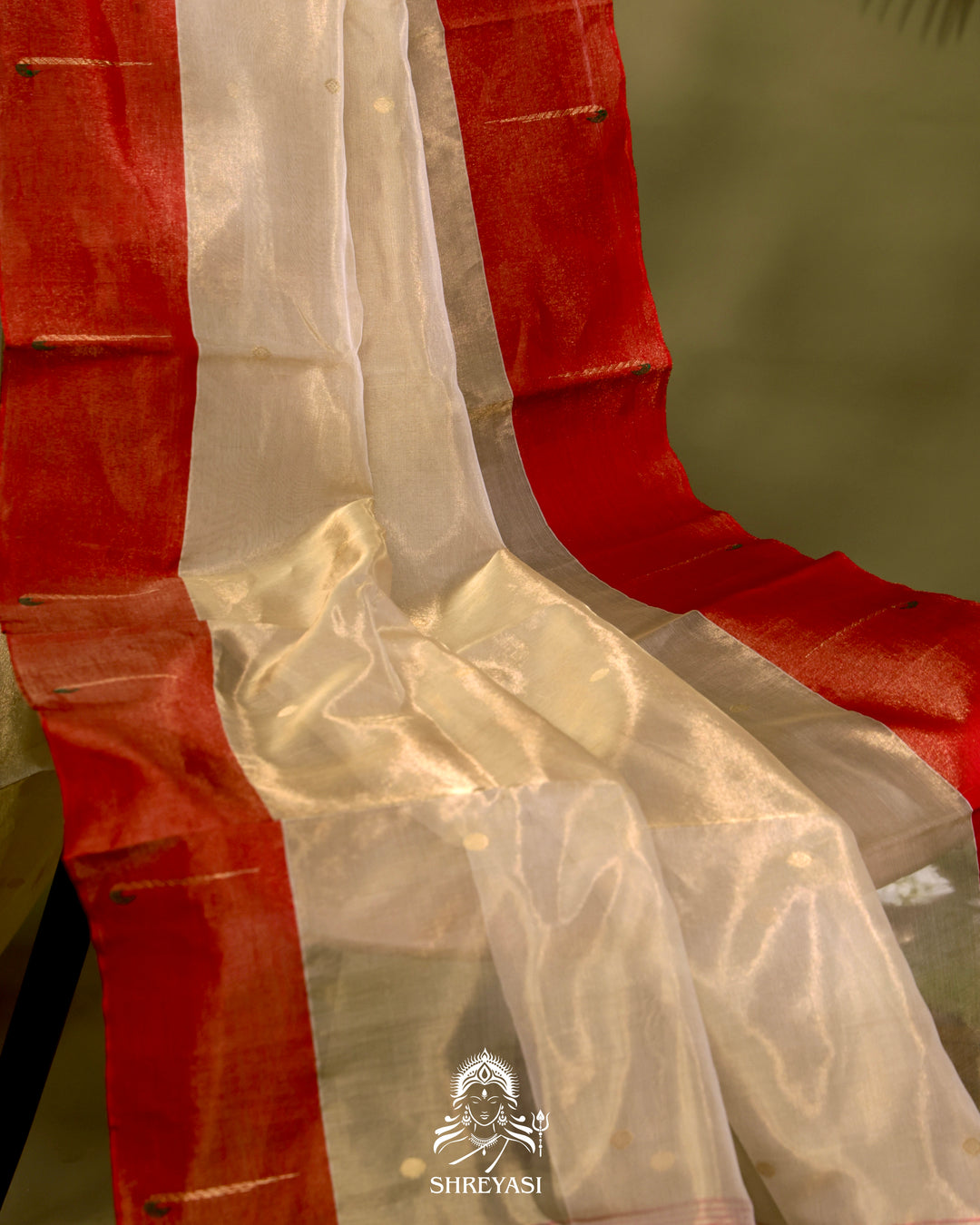 Handloom Chanderi Tissue Silk Saree with Paithani Muniya Border