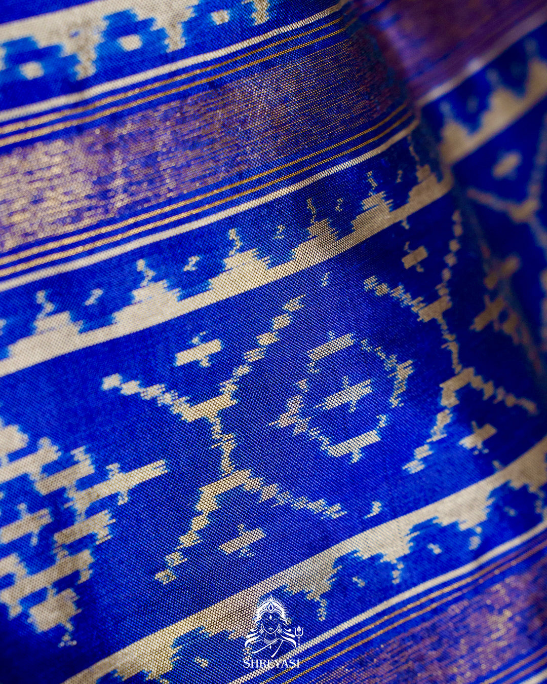 Handloom Pure Patola Silk Saree with Scalloped Floral Appliqué Embroidered Borders