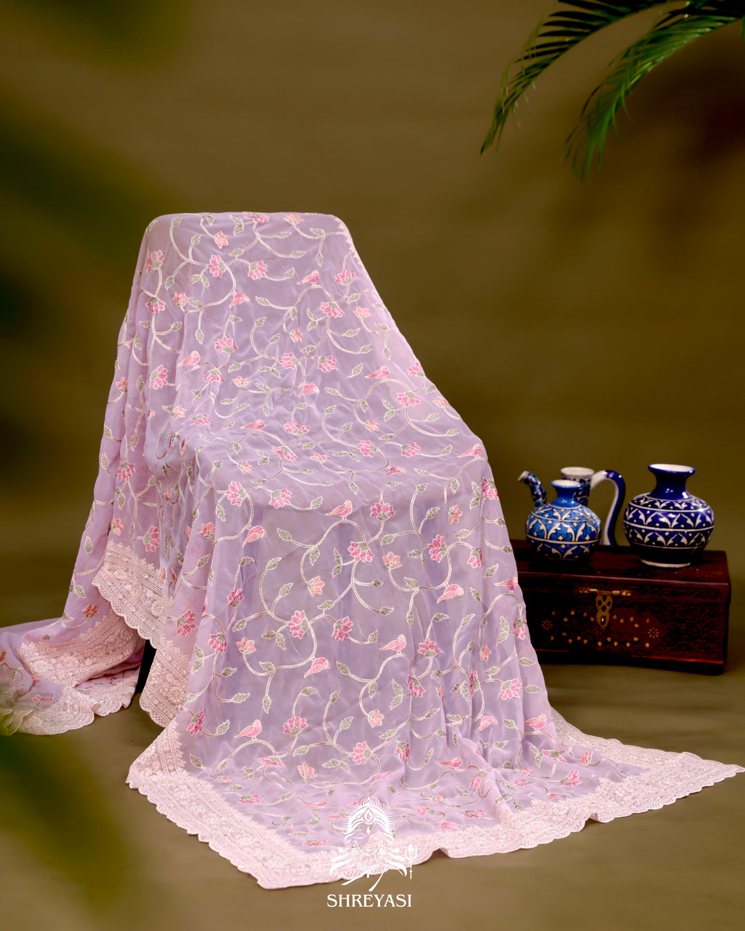 Georgette Saree with Chikankari Inspired Embroidery