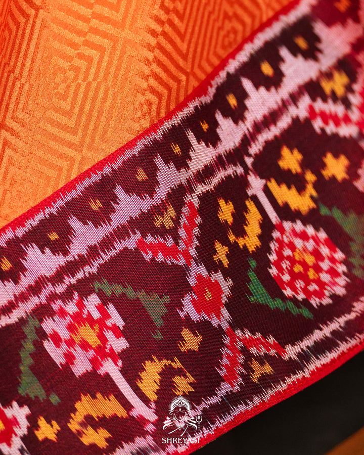 Pure Mysore Silk Saree with Handloom Rajkot Patola Borders