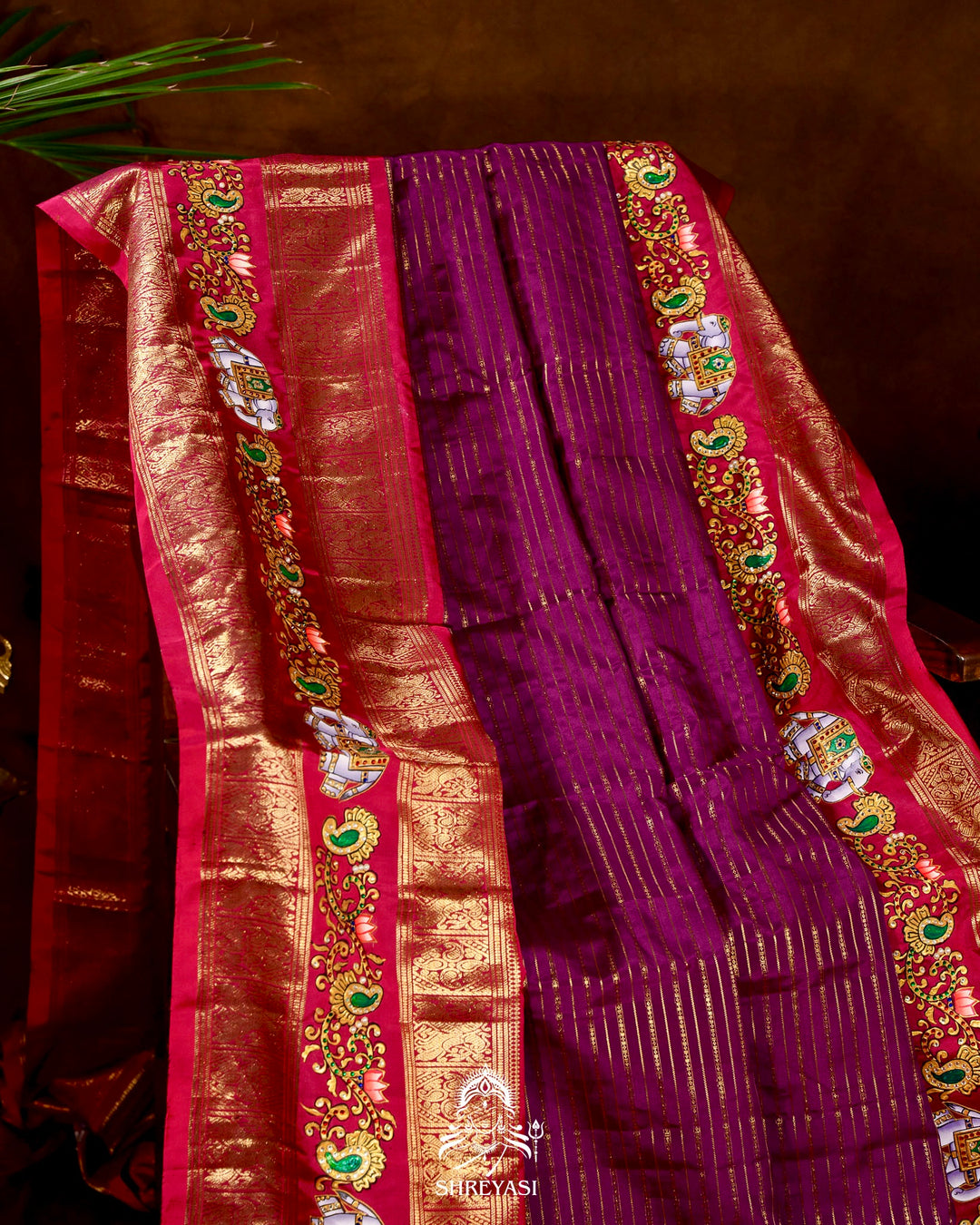 Handloom Pure Kanjivaram Silk Sarees with Real Zari and Hand Painted Tanjore Art