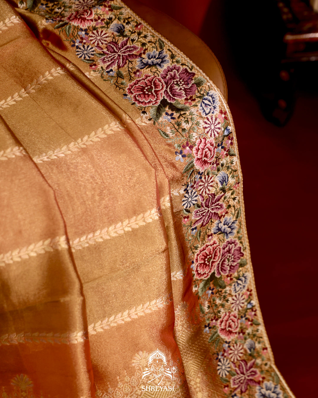 Banarasi Tissue Silk Saree with Petit Point Embroidery