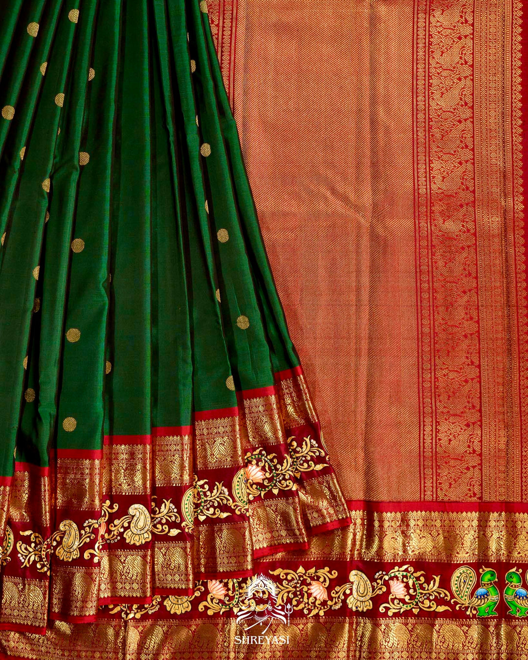Handloom Pure Kanjivaram Silk Sarees with Real Zari and Hand Painted Tanjore Art