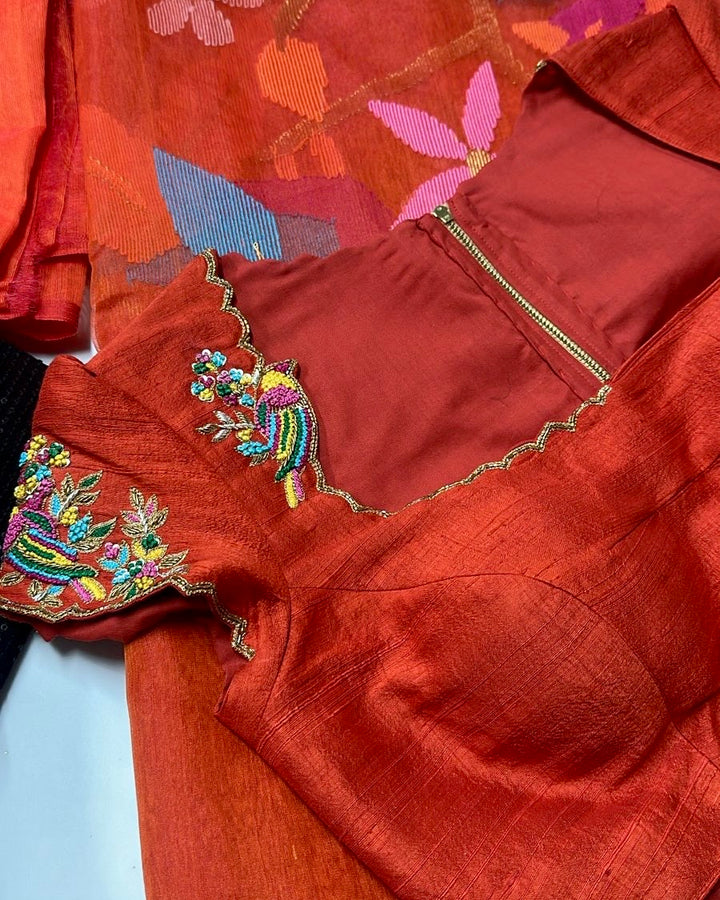 Muslin Jamdani Saree with Full Jaal Needle Weaving