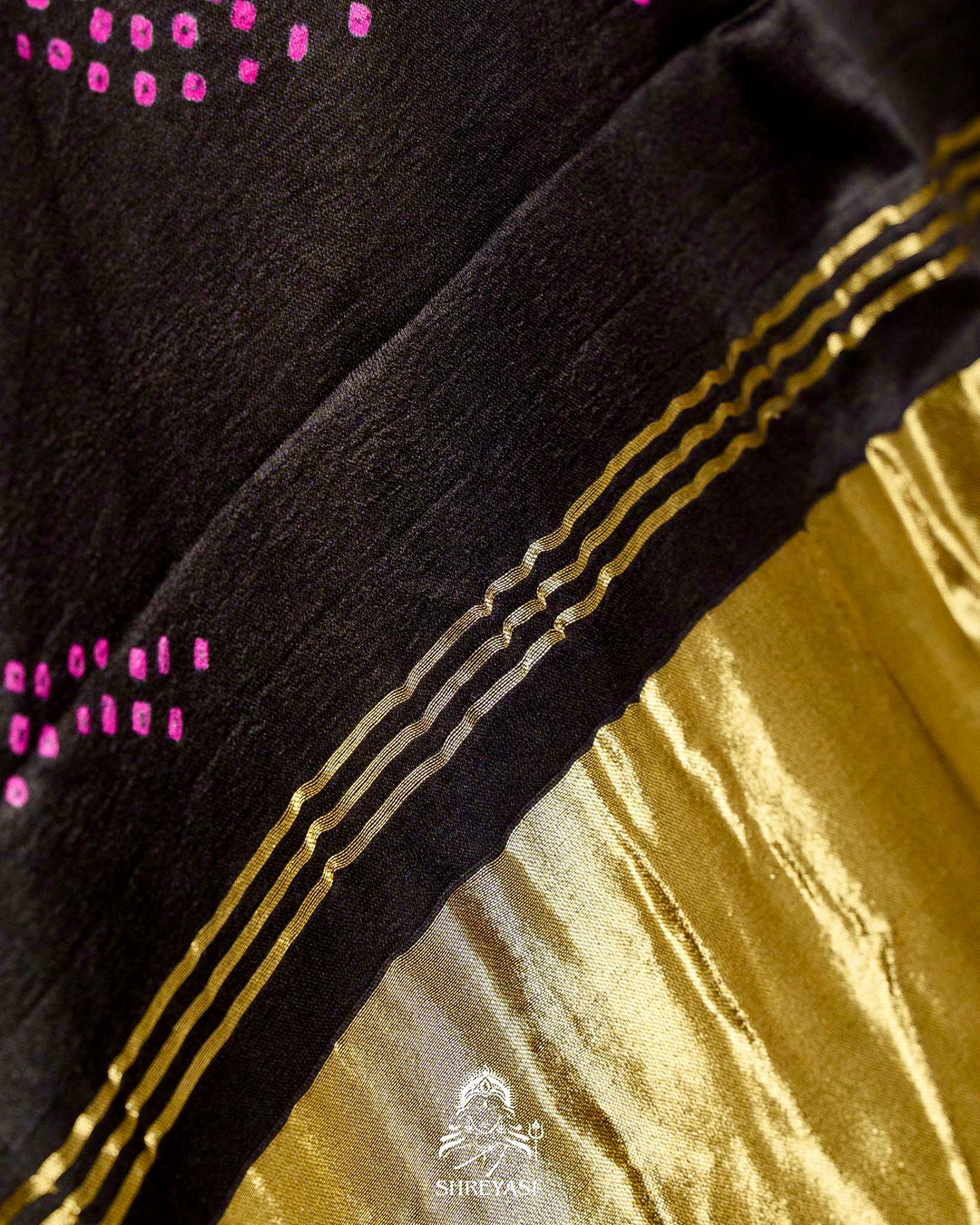Handloom Pure Gaji Silk Bandhej Saree with Pure Paithani Border