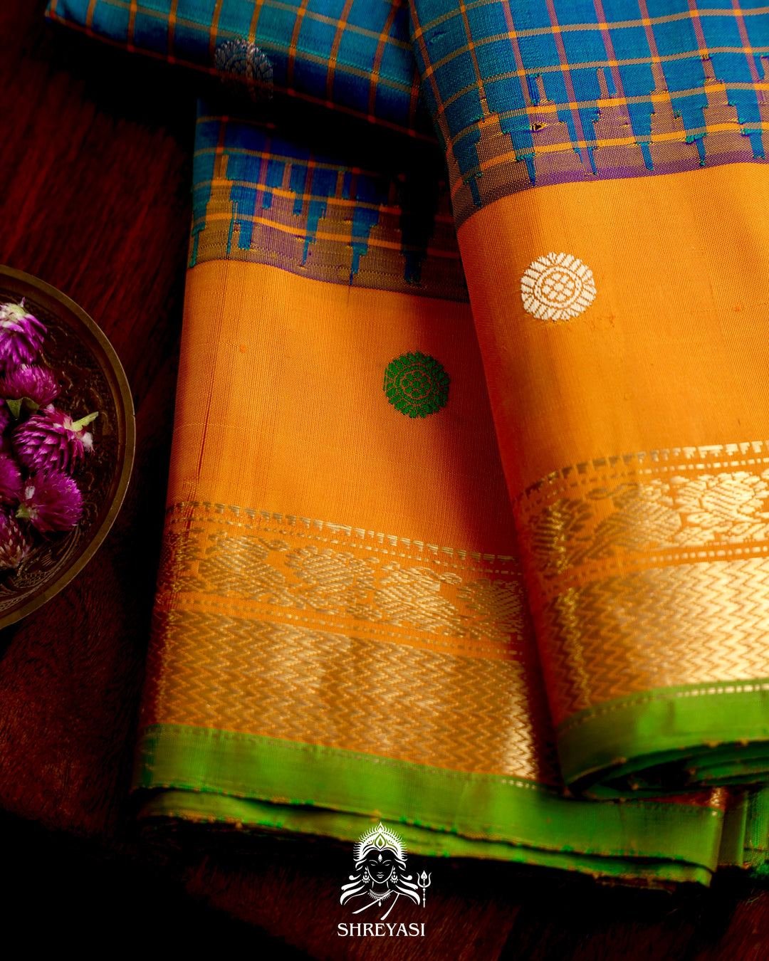 Handloom Pure Gadwal Silk Saree
in Kuttu Weaving and Rich Zari Pallu