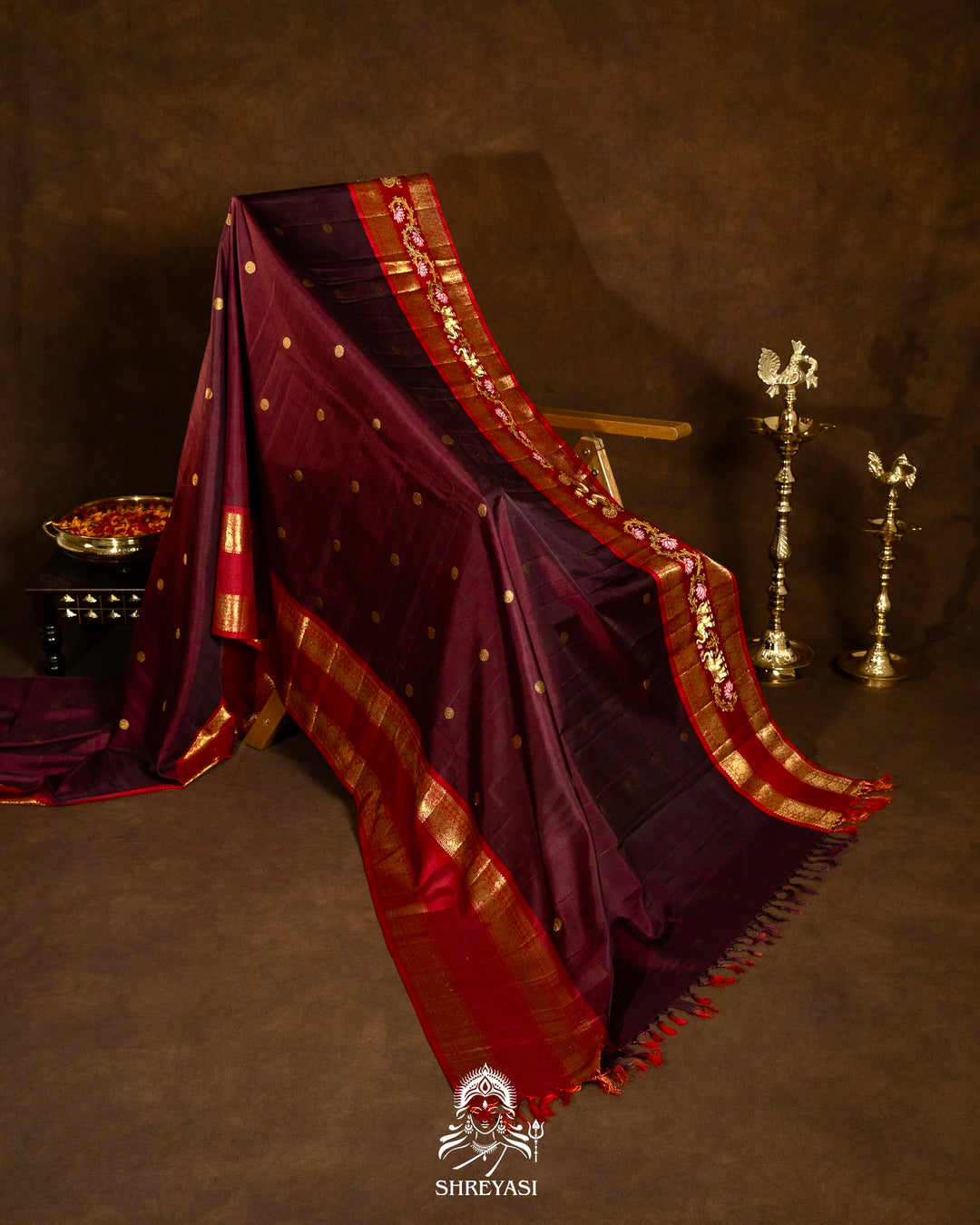 Traditional Tanjore Painting on Handloom Pure Kanjivaram Silk Sarees with Real Zari