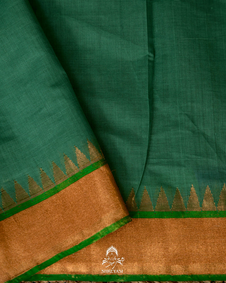Handwoven Pure Ponduru Khadi Jamdani Saree with All-Over Peacock Vine Weave