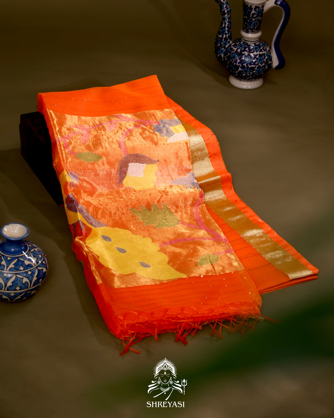 Muslin Jamdani Saree with Needle Weaving and Paithani Tissue Pallu