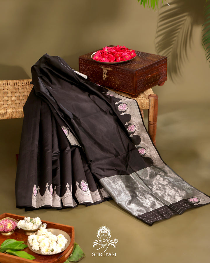 Chanderi Silk Saree with Silver Zari
