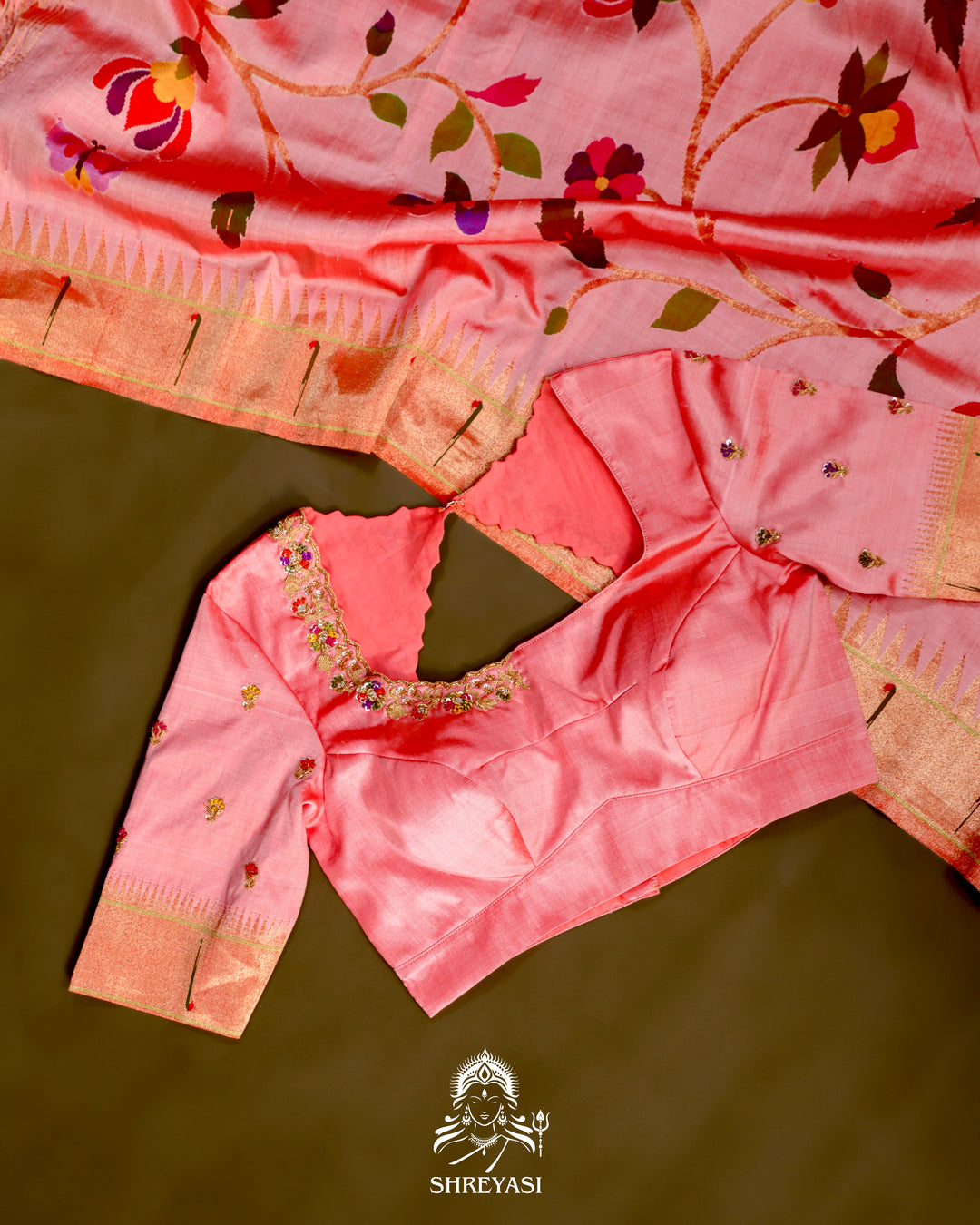 All-Over Paithani Silk Saree with Zari Pallu