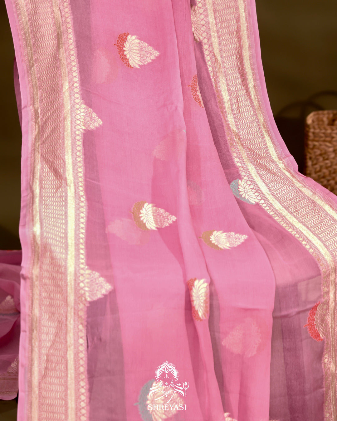 Banarasi Chiffon Khaddi Georgette Saree with Meenakari Weaving