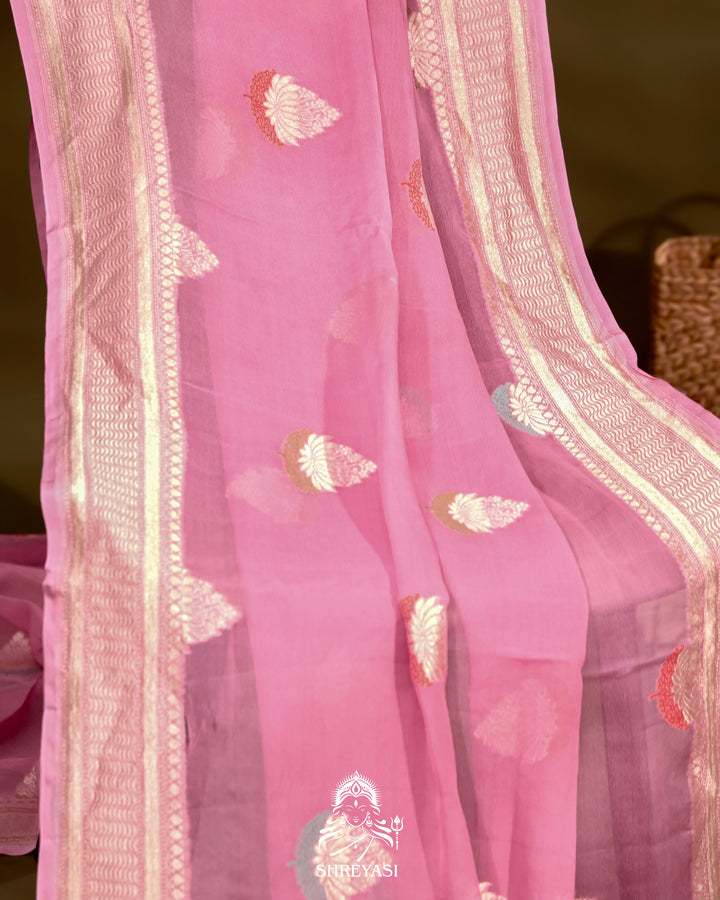 Banarasi Chiffon Khaddi Georgette Saree with Meenakari Weaving