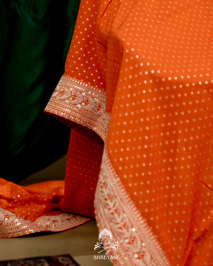 Georgette Saree with Embroidered Borders and Satin Embroidered Blouse