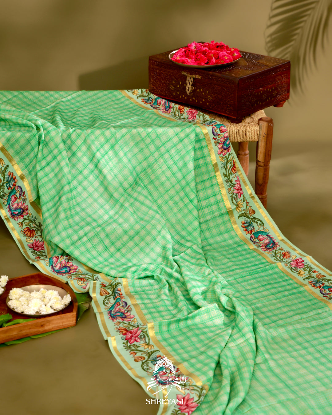 Mysore Silk Saree with Tanjore Design Border and Pallu