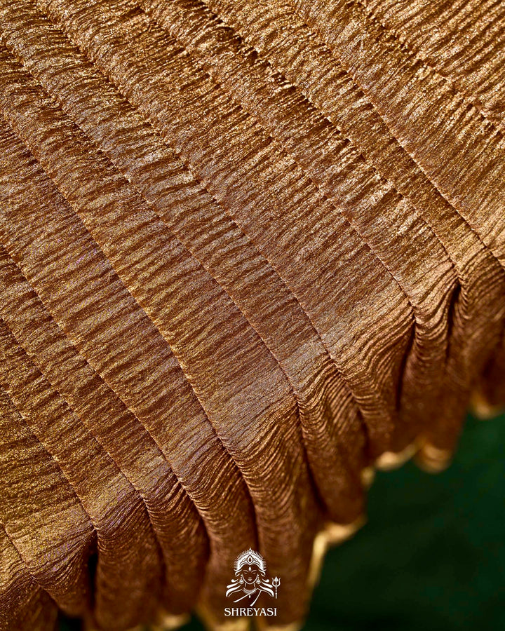 Handloom Pure Banarasi Crushed Tissue Silk Saree with Appliqué Borders