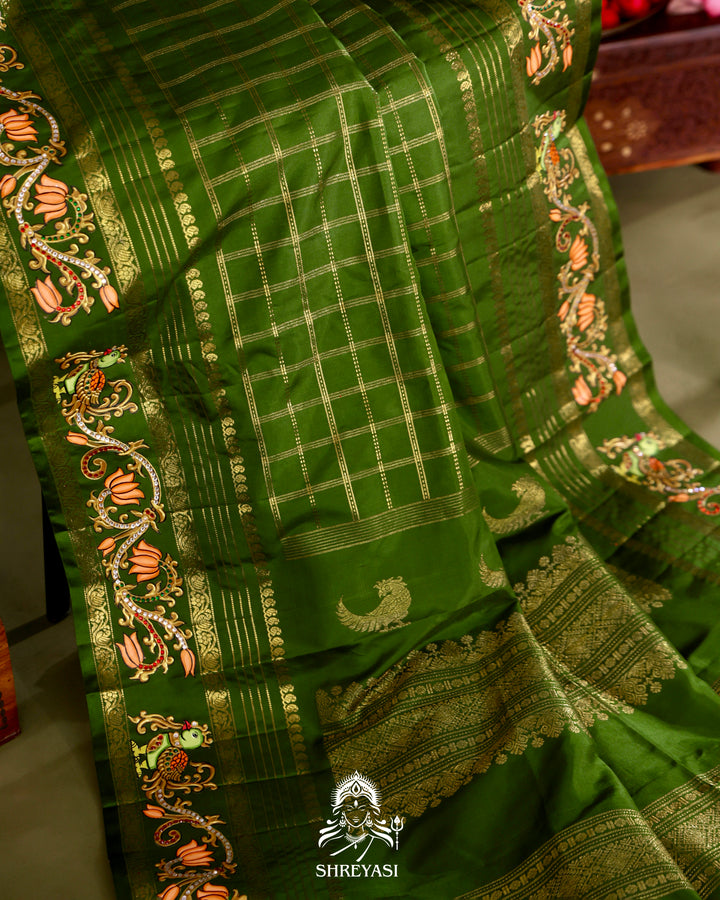 Kanjivaram Silk Saree with Real Zari and Tanjore Artwork