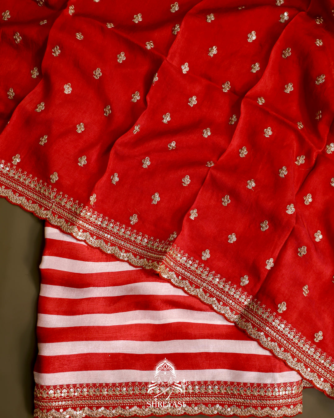 Chiffon Georgette Saree with Embroidered Borders and Designer Blouse