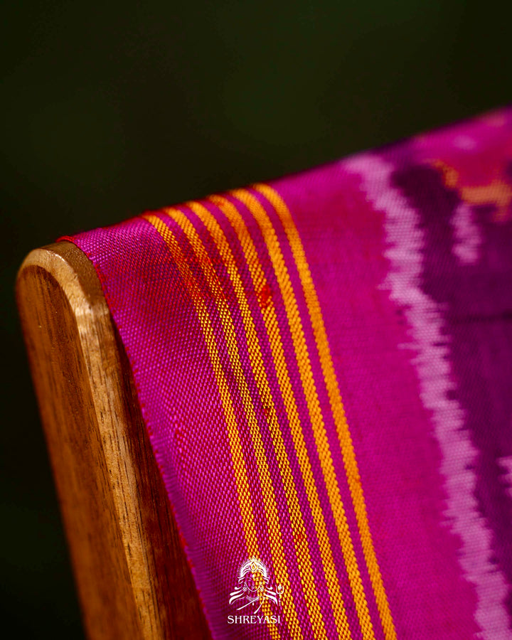 Handloom Rajkot Patola Silk Saree in Purple with Multicolor Ikat