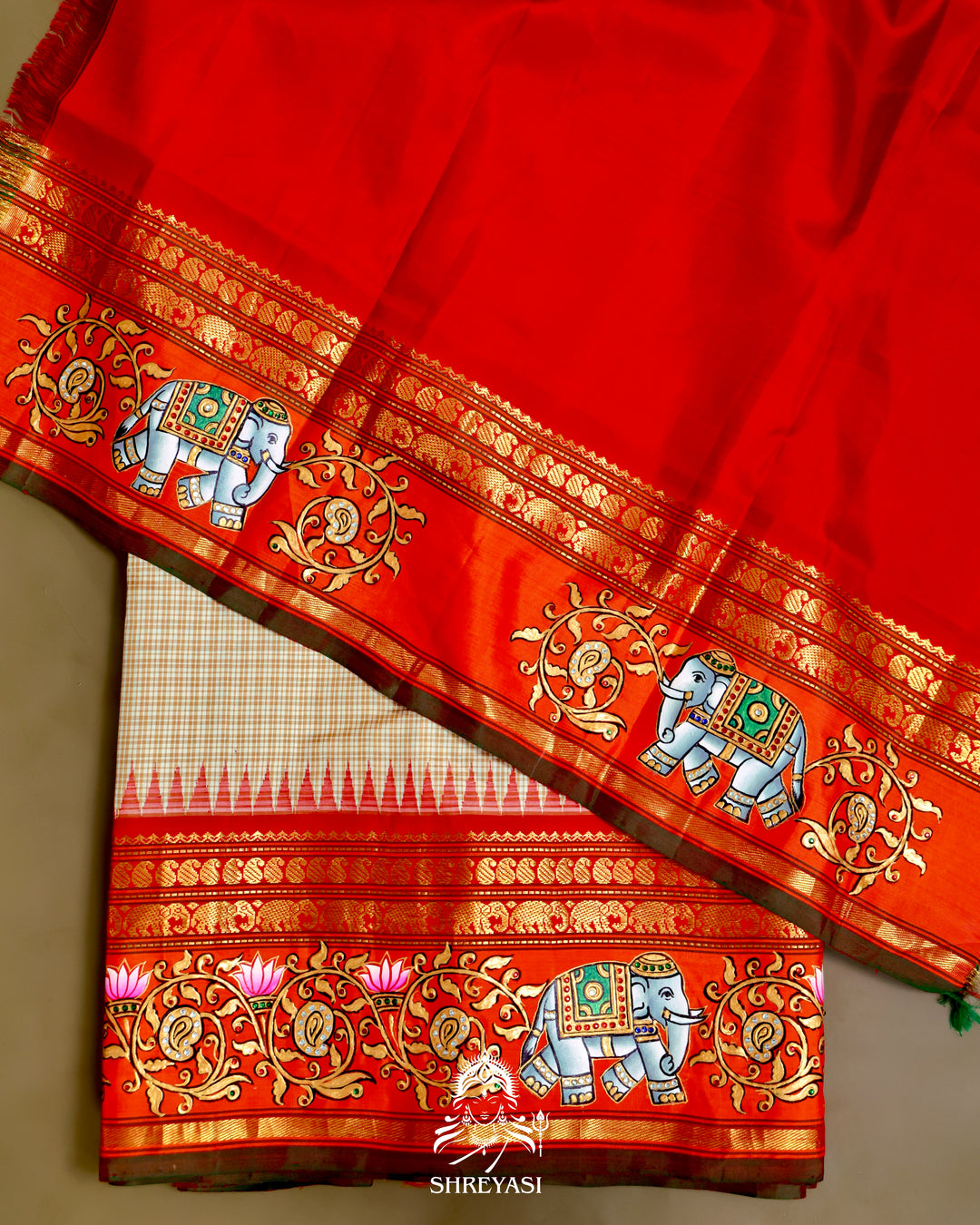 Kanjivaram Silk Saree with Tanjore Artwork