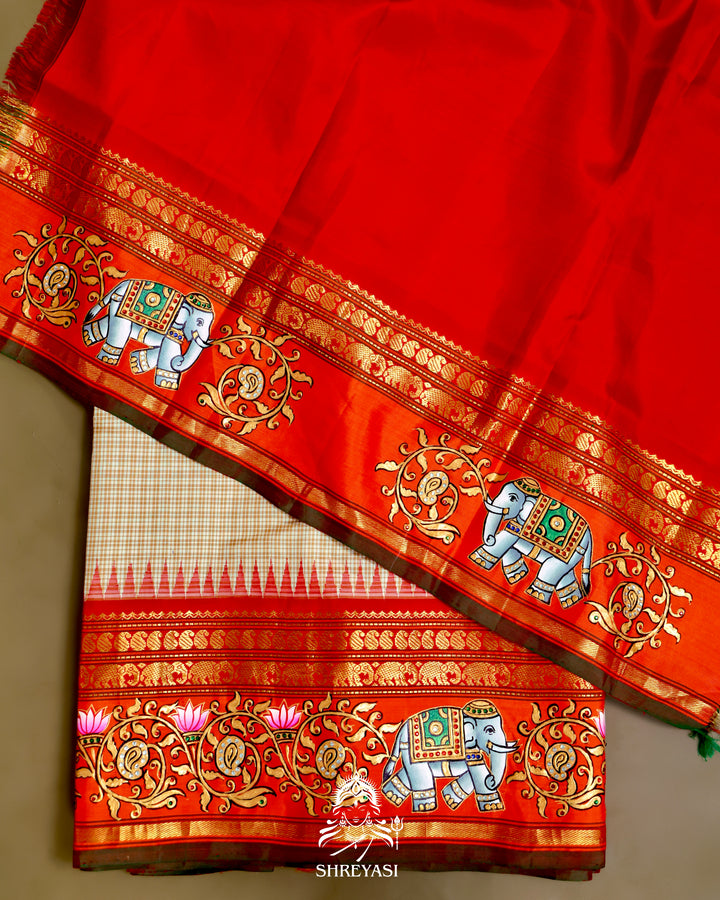 Kanjivaram Silk Saree with Tanjore Artwork