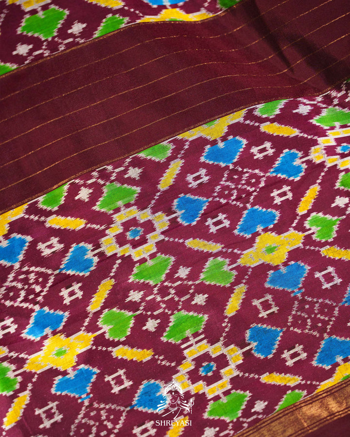 Handloom Pure Pochampally Ikkat Silk Saree with Kanchi Border