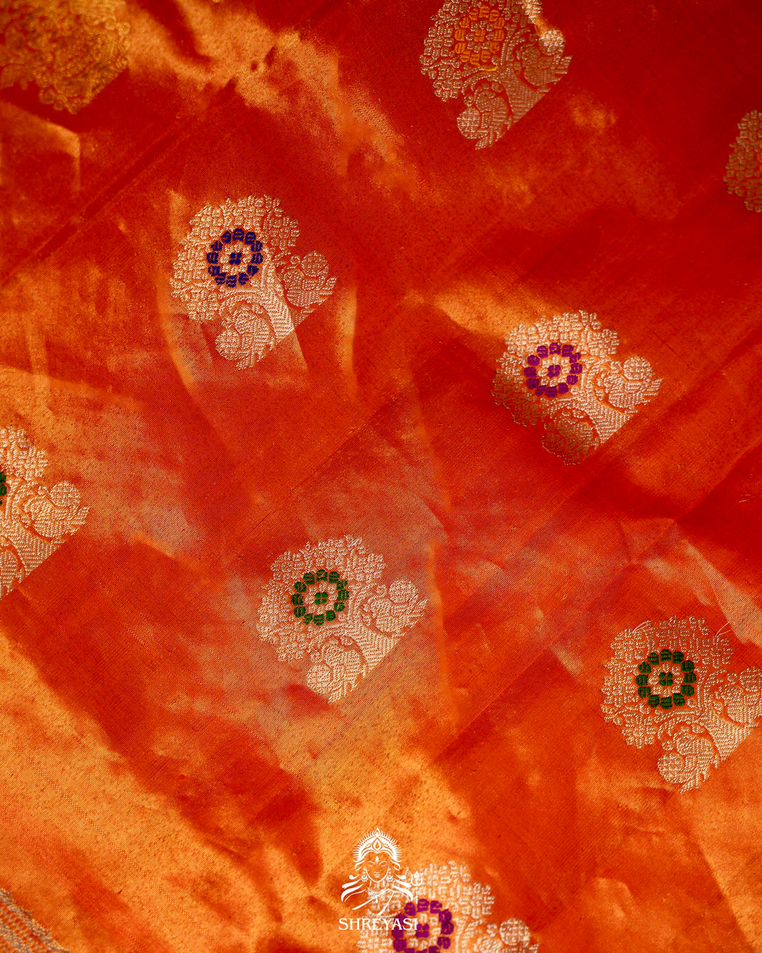 Handloom Pure Gadwal Silk Saree in Rani Pink with Orange Tissue Muniya Border