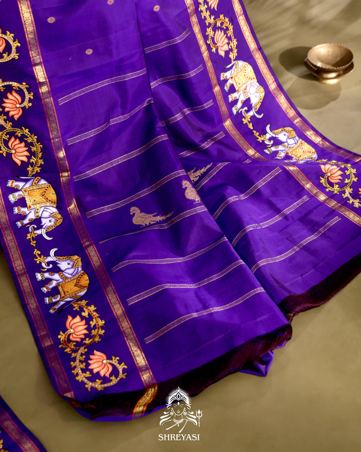Kanjivaram Silk Saree with Real Zari and Tanjore Artwork