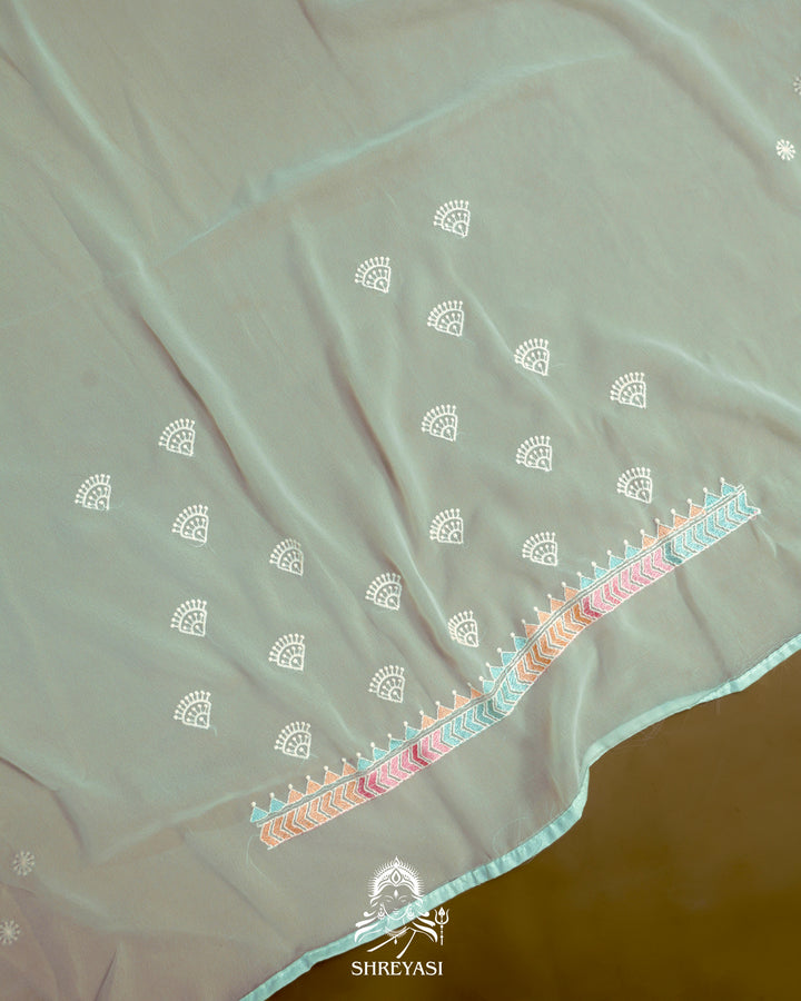 Georgette Saree with Chikankari Inspired Embroidery